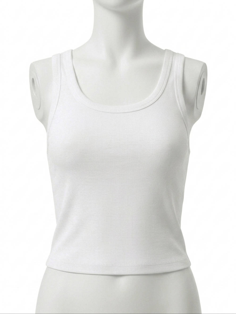 Aritzia Sunday Best White Ribbed Tank Top - Scoop Neck